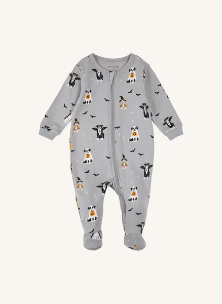 Pyjama avec Pieds Halloween Coton Bio | Gris