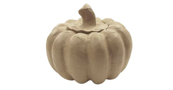 Boite citrouille papier mâché - 14 cm - Supports d'Halloween à décorer