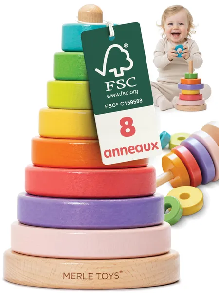 Merle Toys - Tour à empiler Bebe - 100% FSC Certifié