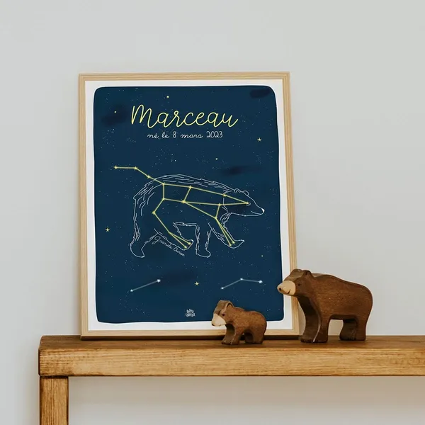 Affiche personnalisée constellations Papier Curieux - Prénom &amp; constellation au choix - Made in France