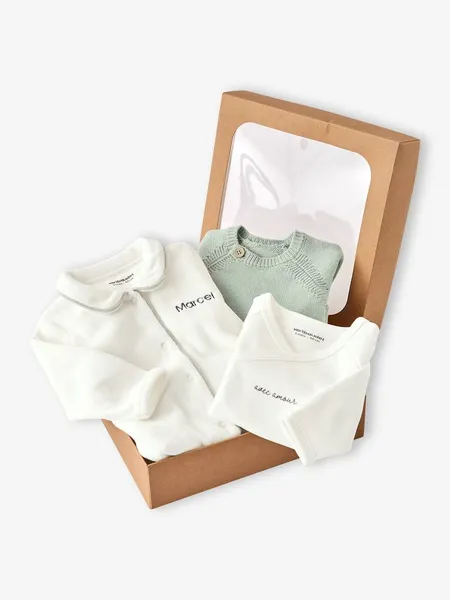 Vertbaudet Ensemble bébé pyjama + body + gilet coffret cadeau naissance