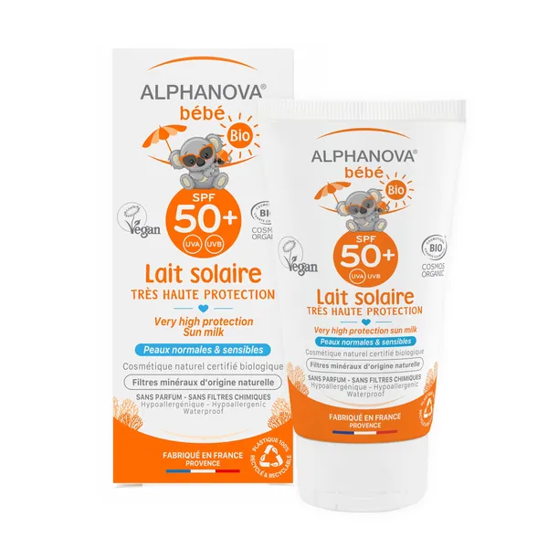 ALPHANOVA Crègme solaire bébé SPF50+ - Naturelle et Certifiée Bio
